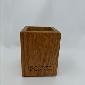 CUTCO Wooden Utensil Holder 4" x 4" x 5” Caddy Container Kitchen Storage Office